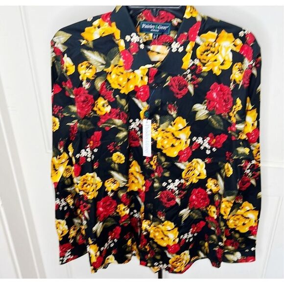 Paisley & Gray Slim Fit Black Roses Dress Shirt Nwt Size Large - Picture 1 of 5